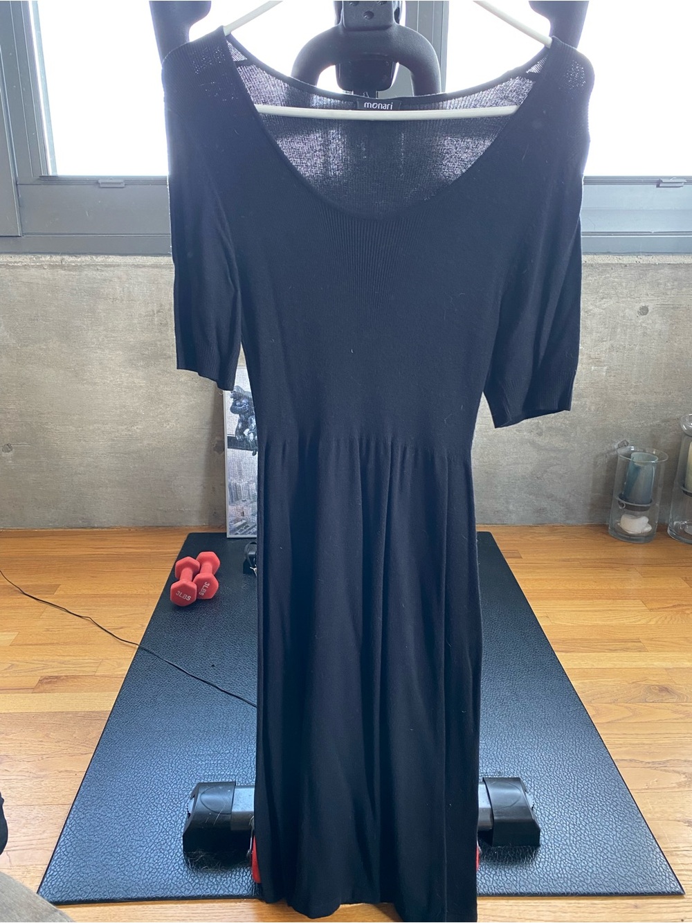 Black Twinset: Dress with matching Cardigan. Understated elegance. EU 36, midi.
